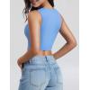 imageYEOREO Workout Top for Women Sleeveless Square Neck Sport Crop Top Built in Bra Tank Top Athletic Gym Cami Heart CollarBlue