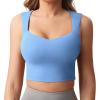 imageYEOREO Workout Top for Women Sleeveless Square Neck Sport Crop Top Built in Bra Tank Top Athletic Gym Cami Heart CollarBlue
