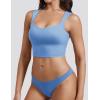 imageYEOREO Workout Top for Women Sleeveless Square Neck Sport Crop Top Built in Bra Tank Top Athletic Gym Cami Heart CollarBlue
