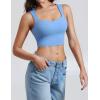 imageYEOREO Workout Top for Women Sleeveless Square Neck Sport Crop Top Built in Bra Tank Top Athletic Gym Cami Heart CollarBlue