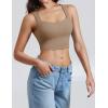imageYEOREO Workout Top for Women Sleeveless Square Neck Sport Crop Top Built in Bra Tank Top Athletic Gym Cami Heart CollarLight Brown