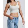 imageYEOREO Workout Top for Women Sleeveless Square Neck Sport Crop Top Built in Bra Tank Top Athletic Gym Cami Heart CollarWhite