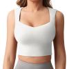 imageYEOREO Workout Top for Women Sleeveless Square Neck Sport Crop Top Built in Bra Tank Top Athletic Gym Cami Heart CollarWhite