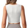 imageYEOREO Workout Top for Women Sleeveless Square Neck Sport Crop Top Built in Bra Tank Top Athletic Gym Cami Heart CollarWhite