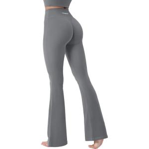 imageYEOREO Baverly Workout Flare Leggings for Women 32quot Hidden Scrunch Gym Yoga Pants High Waisted Casual LeggingsDark Gray