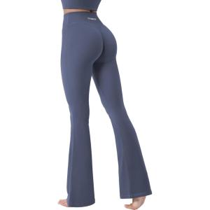 imageYEOREO Baverly Workout Flare Leggings for Women 32quot Hidden Scrunch Gym Yoga Pants High Waisted Casual LeggingsNavy Blue