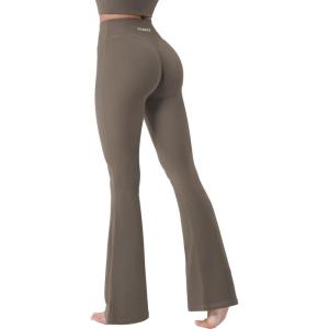 imageYEOREO Baverly Workout Flare Leggings for Women 32quot Hidden Scrunch Gym Yoga Pants High Waisted Casual LeggingsSeal Brown