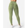 imageYEOREO CoreFlex Leggings with Pockets for Women Charm Scrunch Workout Leggings V Cross Waist Butt Lifting Gym Yoga PantsBean Green