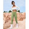 imageYEOREO CoreFlex Leggings with Pockets for Women Charm Scrunch Workout Leggings V Cross Waist Butt Lifting Gym Yoga PantsBean Green