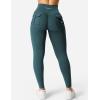 imageYEOREO CoreFlex Leggings with Pockets for Women Charm Scrunch Workout Leggings V Cross Waist Butt Lifting Gym Yoga PantsBlue Green