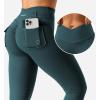 imageYEOREO CoreFlex Leggings with Pockets for Women Charm Scrunch Workout Leggings V Cross Waist Butt Lifting Gym Yoga PantsBlue Green