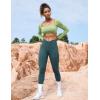 imageYEOREO CoreFlex Leggings with Pockets for Women Charm Scrunch Workout Leggings V Cross Waist Butt Lifting Gym Yoga PantsBlue Green