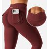 imageYEOREO CoreFlex Leggings with Pockets for Women Charm Scrunch Workout Leggings V Cross Waist Butt Lifting Gym Yoga PantsBurgundy