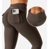 imageYEOREO CoreFlex Leggings with Pockets for Women Charm Scrunch Workout Leggings V Cross Waist Butt Lifting Gym Yoga PantsCoffee