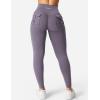 imageYEOREO CoreFlex Leggings with Pockets for Women Charm Scrunch Workout Leggings V Cross Waist Butt Lifting Gym Yoga PantsDark Purple