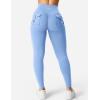 imageYEOREO CoreFlex Leggings with Pockets for Women Charm Scrunch Workout Leggings V Cross Waist Butt Lifting Gym Yoga PantsLight Blue