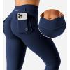 imageYEOREO CoreFlex Leggings with Pockets for Women Charm Scrunch Workout Leggings V Cross Waist Butt Lifting Gym Yoga PantsNavy