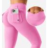imageYEOREO CoreFlex Leggings with Pockets for Women Charm Scrunch Workout Leggings V Cross Waist Butt Lifting Gym Yoga PantsPink