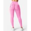 imageYEOREO CoreFlex Leggings with Pockets for Women Charm Scrunch Workout Leggings V Cross Waist Butt Lifting Gym Yoga PantsPink