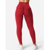 imageYEOREO CoreFlex Leggings with Pockets for Women Charm Scrunch Workout Leggings V Cross Waist Butt Lifting Gym Yoga PantsRed