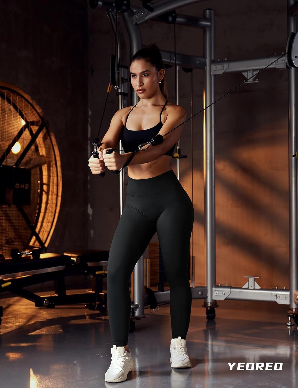 imageYEOREO Liz Scrunch Workout Leggings for Women High Waisted Butt Lifting V Back Waist Seamless Gym Yoga LeggingsBlack