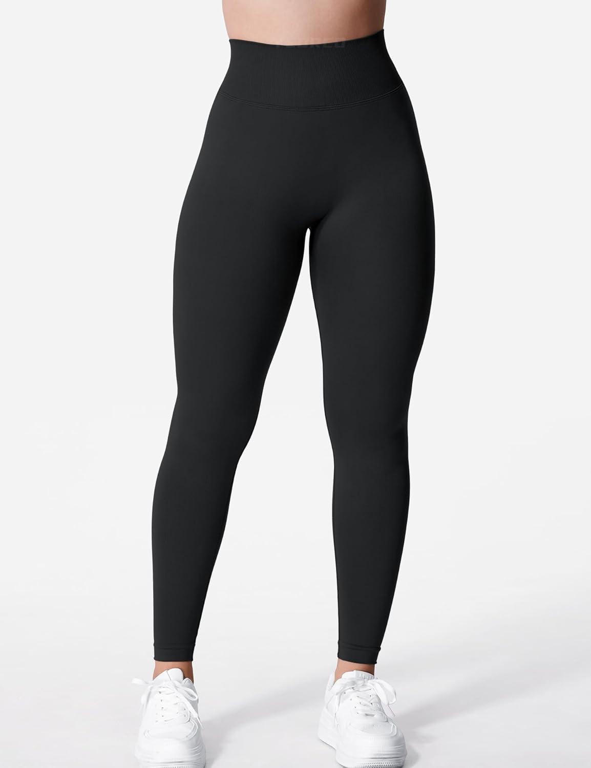 imageYEOREO Liz Scrunch Workout Leggings for Women High Waisted Butt Lifting V Back Waist Seamless Gym Yoga LeggingsBlack