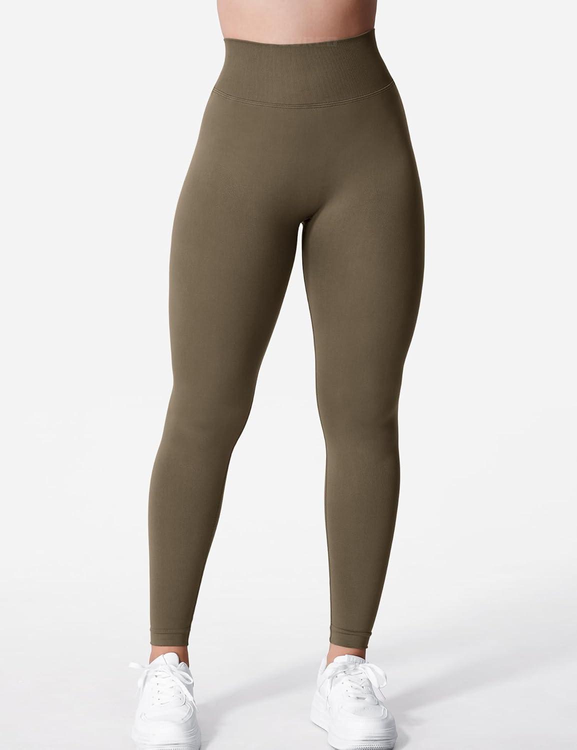 imageYEOREO Liz Scrunch Workout Leggings for Women High Waisted Butt Lifting V Back Waist Seamless Gym Yoga LeggingsCoffee