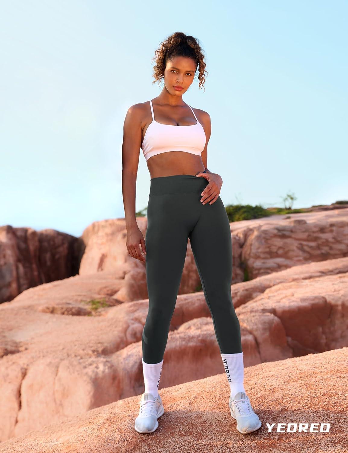 imageYEOREO Liz Scrunch Workout Leggings for Women High Waisted Butt Lifting V Back Waist Seamless Gym Yoga LeggingsDark Grey