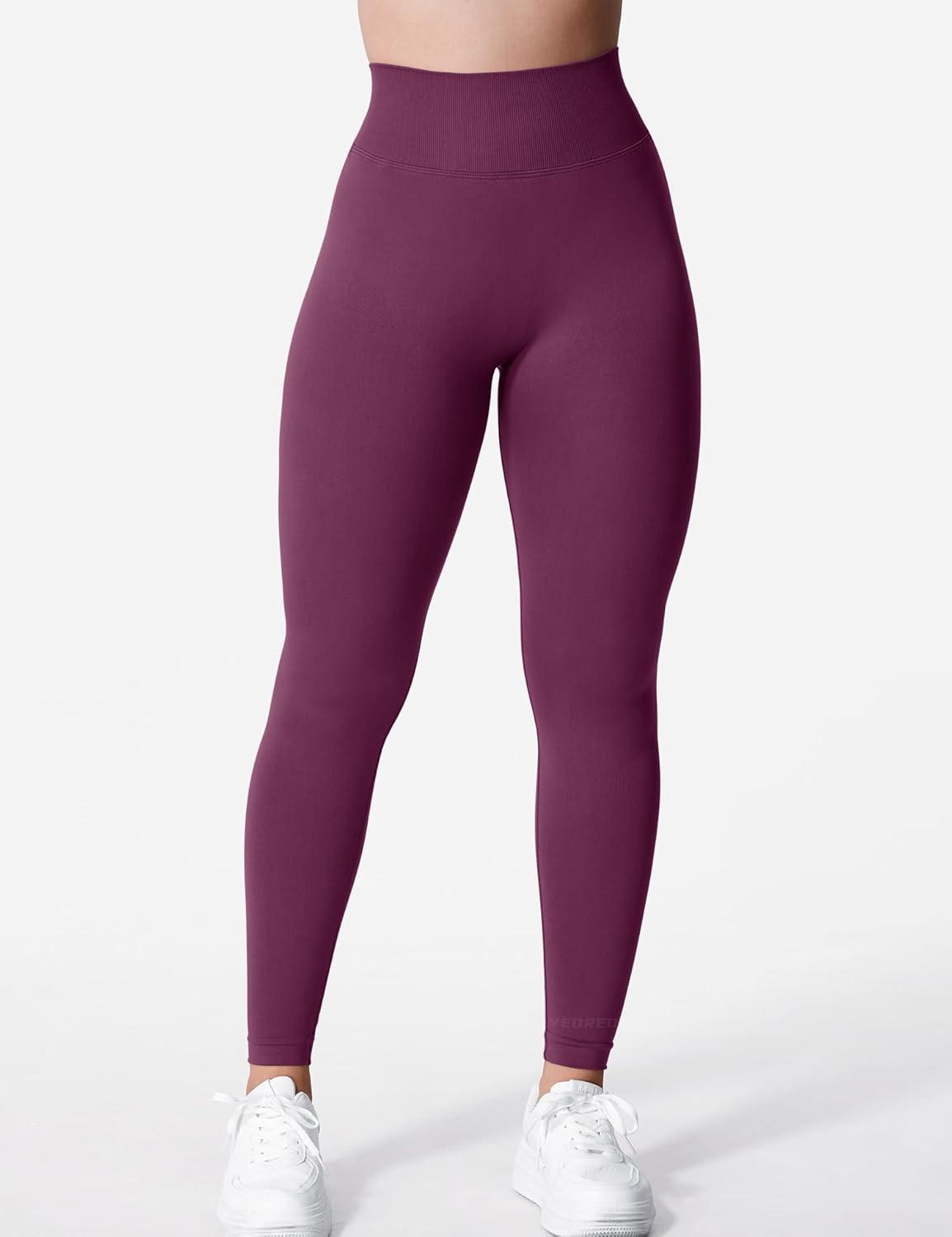 imageYEOREO Liz Scrunch Workout Leggings for Women High Waisted Butt Lifting V Back Waist Seamless Gym Yoga LeggingsGrape Purple