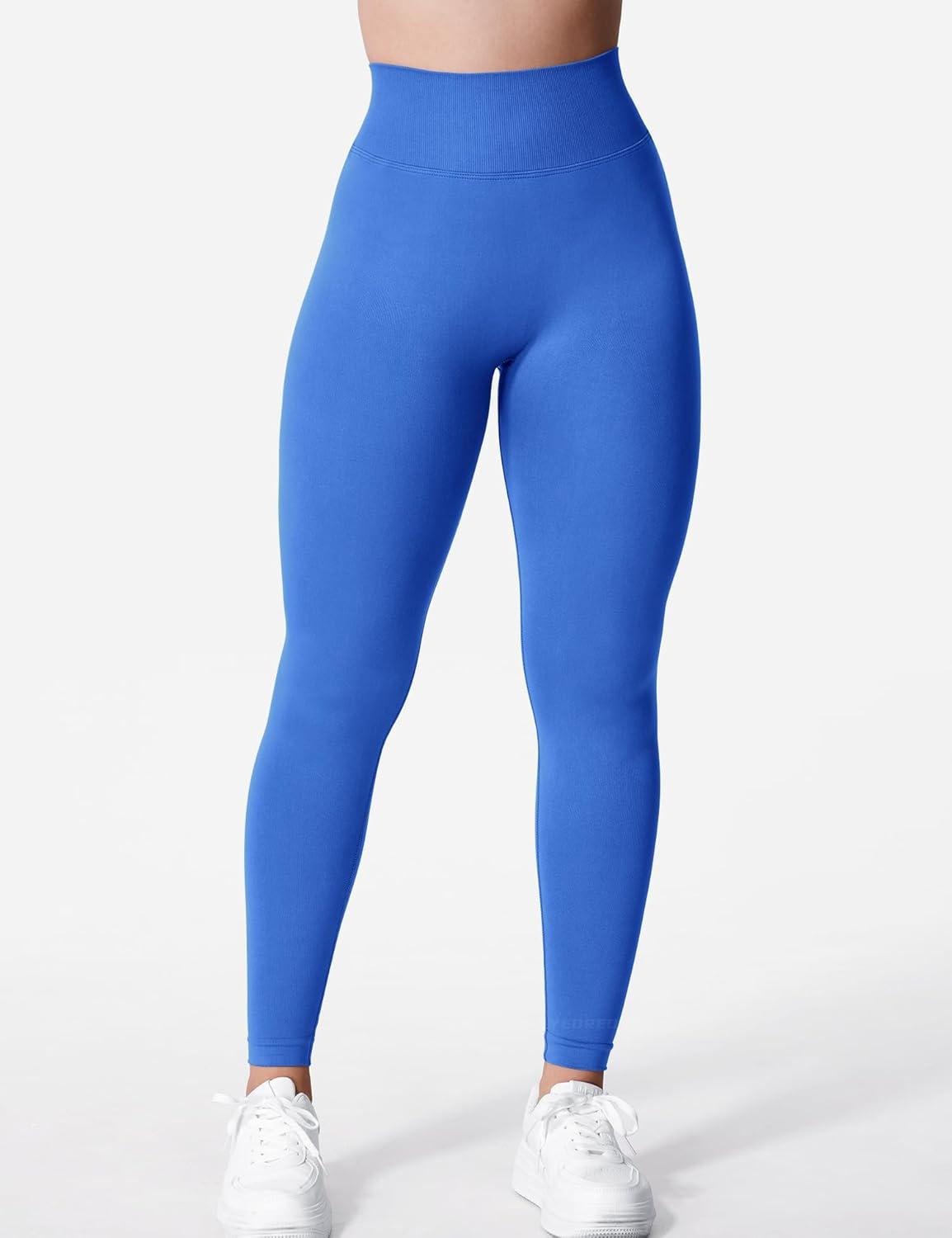 imageYEOREO Liz Scrunch Workout Leggings for Women High Waisted Butt Lifting V Back Waist Seamless Gym Yoga LeggingsRoyal Blue