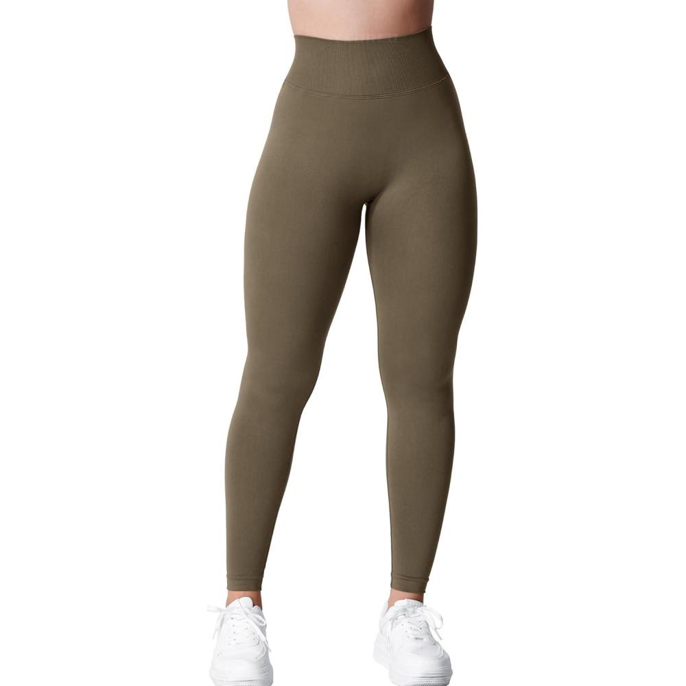 imageYEOREO Liz Scrunch Workout Leggings for Women High Waisted Butt Lifting V Back Waist Seamless Gym Yoga LeggingsCoffee