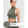 imageYEOREO CoreFlex Women Zipper Tank Top Workout Racerback Sleeveless Gym Fitted Collar Top Mock Pocket Crop Fitness Summer VestArmy Green