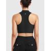 imageYEOREO CoreFlex Women Zipper Tank Top Workout Racerback Sleeveless Gym Fitted Collar Top Mock Pocket Crop Fitness Summer VestBlack