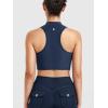 imageYEOREO CoreFlex Women Zipper Tank Top Workout Racerback Sleeveless Gym Fitted Collar Top Mock Pocket Crop Fitness Summer VestDeep Blue
