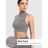 imageYEOREO CoreFlex Women Zipper Tank Top Workout Racerback Sleeveless Gym Fitted Collar Top Mock Pocket Crop Fitness Summer VestGrey