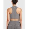 imageYEOREO CoreFlex Women Zipper Tank Top Workout Racerback Sleeveless Gym Fitted Collar Top Mock Pocket Crop Fitness Summer VestGrey