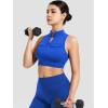imageYEOREO CoreFlex Women Zipper Tank Top Workout Racerback Sleeveless Gym Fitted Collar Top Mock Pocket Crop Fitness Summer VestKlein Blue