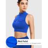 imageYEOREO CoreFlex Women Zipper Tank Top Workout Racerback Sleeveless Gym Fitted Collar Top Mock Pocket Crop Fitness Summer VestKlein Blue