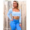 imageYEOREO Kyla Women Crop Top Long Sleeve Padded Sports Low Medium Impact Yoga Shirt WorkoutBaby Blue