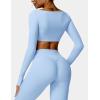 imageYEOREO Kyla Women Crop Top Long Sleeve Padded Sports Low Medium Impact Yoga Shirt WorkoutBaby Blue