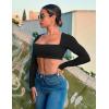 imageYEOREO Kyla Women Crop Top Long Sleeve Padded Sports Low Medium Impact Yoga Shirt WorkoutBlack