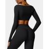 imageYEOREO Kyla Women Crop Top Long Sleeve Padded Sports Low Medium Impact Yoga Shirt WorkoutBlack