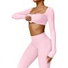 imageYEOREO Kyla Women Crop Top Long Sleeve Padded Sports Low Medium Impact Yoga Shirt WorkoutBlossom