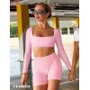 imageYEOREO Kyla Women Crop Top Long Sleeve Padded Sports Low Medium Impact Yoga Shirt WorkoutBlossom