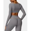 imageYEOREO Kyla Women Crop Top Long Sleeve Padded Sports Low Medium Impact Yoga Shirt WorkoutGrey