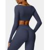 imageYEOREO Kyla Women Crop Top Long Sleeve Padded Sports Low Medium Impact Yoga Shirt WorkoutNavy