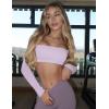 imageYEOREO Kyla Women Crop Top Long Sleeve Padded Sports Low Medium Impact Yoga Shirt WorkoutPurple