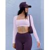 imageYEOREO Kyla Women Crop Top Long Sleeve Padded Sports Low Medium Impact Yoga Shirt WorkoutPurple