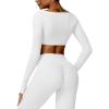 imageYEOREO Kyla Women Crop Top Long Sleeve Padded Sports Low Medium Impact Yoga Shirt WorkoutWhite