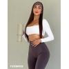imageYEOREO Kyla Women Crop Top Long Sleeve Padded Sports Low Medium Impact Yoga Shirt WorkoutWhite